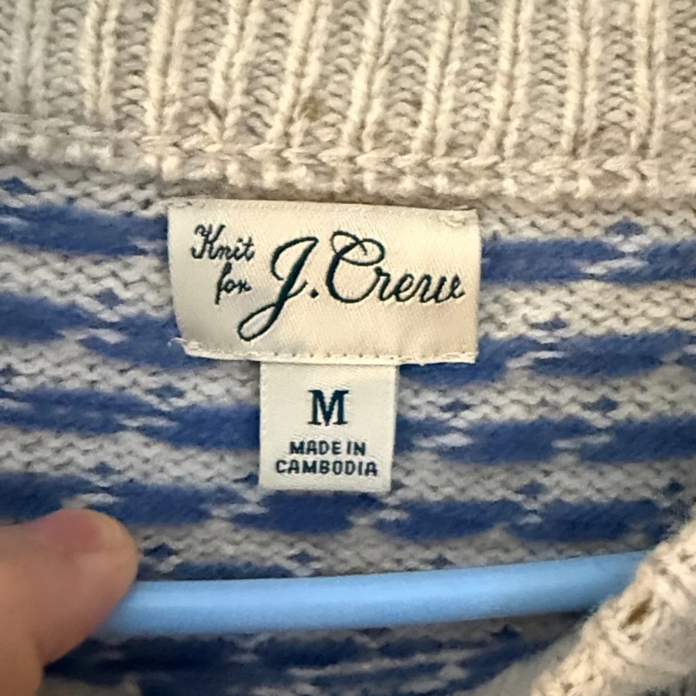 J. Crew Striped Knit Sweater - Cream and Blue